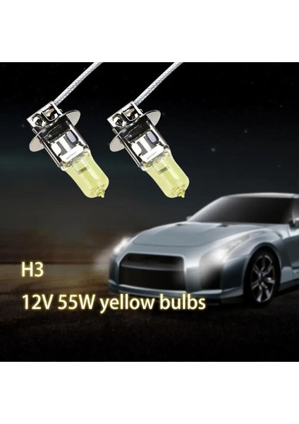 Sarı Yeni H3 12V 55W 3000K Süper Parlak Sarı Araba Far Ampulü Sis Lambası Ampulü Otomatik Kafa Ampulleri Otomobiller Işık Kaynağı (Yurt Dışından)