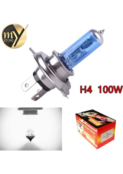 Beyaz H4 100W 12V Halojen Ampul H4 Süper Beyaz Sis Farları Yüksek Güçlü Araba Farları Lamba Araba Işık Kaynağı Park 100W (Yurt Dışından) fiyatları