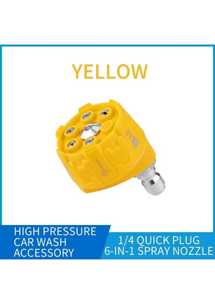 Sarı Stil Yüksek Basınçlı Yıkayıcı 6-In-1 Spary Nozul Çoklu Püskürtme Açıları Wit Wit Yüksek Basınçlı Temizleyici Araba Aksesuarı Için Hızlı Bağlantı (Yurt Dışından)