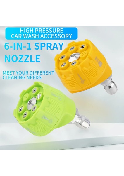 Sarı Stil Yüksek Basınçlı Yıkayıcı 6-In-1 Spary Nozul Çoklu Püskürtme Açıları Wit Wit Yüksek Basınçlı Temizleyici Araba Aksesuarı Için Hızlı Bağlantı (Yurt Dışından)