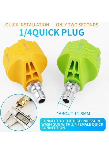 Sarı Stil Yüksek Basınçlı Yıkayıcı 6-In-1 Spary Nozul Çoklu Püskürtme Açıları Wit Wit Yüksek Basınçlı Temizleyici Araba Aksesuarı Için Hızlı Bağlantı (Yurt Dışından)