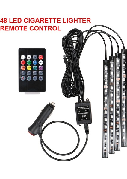 48LED Puro Çakmak Otomotiv Iç Rgb Dekoratif Işıklar LED Atmosfer Lambası Ortam Lambası LED Araba Ayak Işığı Uzaktan Ses Kontrolü (Yurt Dışından)
