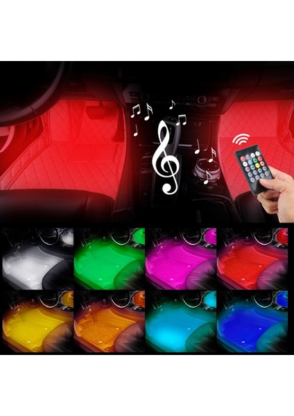 48LED Puro Çakmak Otomotiv Iç Rgb Dekoratif Işıklar LED Atmosfer Lambası Ortam Lambası LED Araba Ayak Işığı Uzaktan Ses Kontrolü (Yurt Dışından)