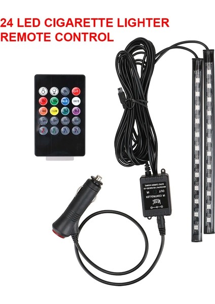 48LED Puro Çakmak Otomotiv Iç Rgb Dekoratif Işıklar LED Atmosfer Lambası Ortam Lambası LED Araba Ayak Işığı Uzaktan Ses Kontrolü (Yurt Dışından)