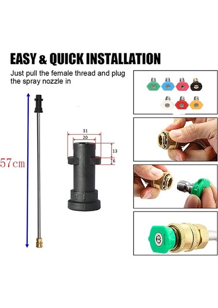 Altın Tarzı Karcher Basınçlı Yıkama Makinesi Için "hızlı Bağlantı Fişi, 4.0 Gpm I Turbo Döner Püskürtme Memesi 360 Derece Dönen Turbo (Yurt Dışından)