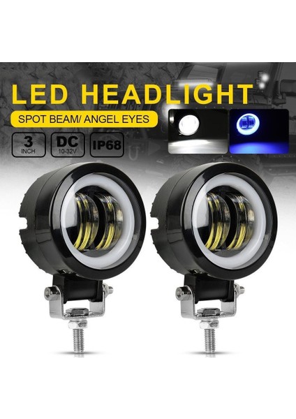 Sarı Stil Jvısual 3 Iw Su Geçirmez Yuvarlak LED Angel Eyes Işık Çubuğu 12V 24V 6500K Beyaz Mavifor Motosiklet Offroad LED Çalışma Işığı (Yurt Dışından)