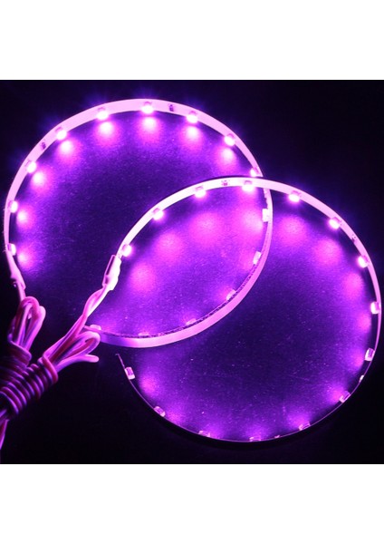 Mor Tarzı Et LED Demon Devil Eyes Halo Yüzük Derece Süper Parlak Fjektör Lens Araba Motosiklet Farlar 12V (Yurt Dışından)