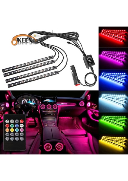 36LED USB Uygulaması Araba Iç Ortam Işığı Atmosfer Ayak Işığı Rgb LED Şerit Çizgi Zemin Dekoratif Işık Müzik Ses Kontrolü Çoklu Lamba (Yurt Dışından) indirimleri