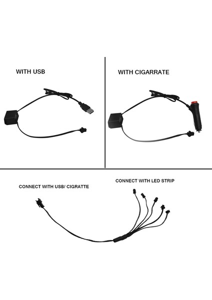 Sigara ile 1 Adet 1m Araba LED Iç LED Şerit Esnek LED Neon Işık Dekorasyon Garland Lisans Plakası USB Sürücüsü Dıy ile Tel Halat Tüp Hattı (Yurt Dışından) fırsatları