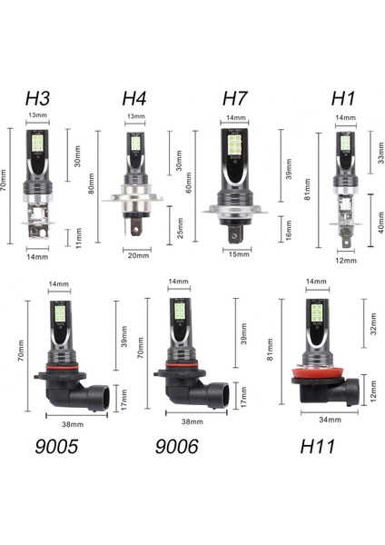 H8 H9 H11 Altın 2 Adet LED Araba Far H1 H3 H7 H8 H9 H11 Hb3 Hblm Ön Işık Sürüş Sis Lambası Otomobil LED Ampul (Yurt Dışından)