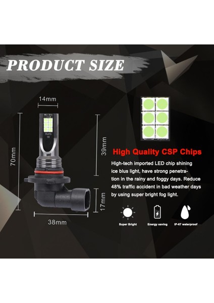 H8 H9 H11 Altın 2 Adet LED Araba Far H1 H3 H7 H8 H9 H11 Hb3 Hblm Ön Işık Sürüş Sis Lambası Otomobil LED Ampul (Yurt Dışından)