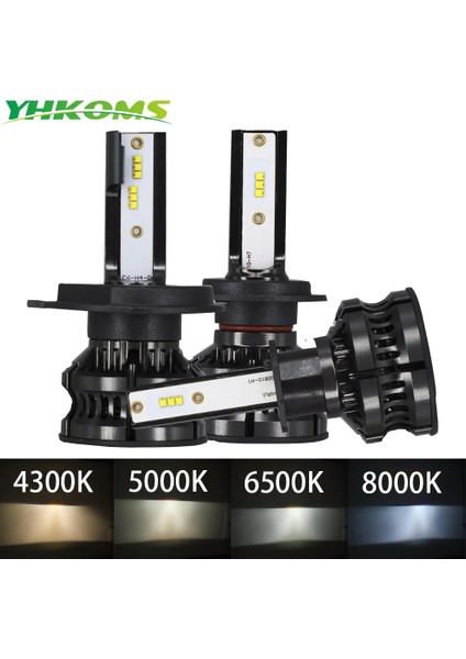 Xiyu Shop H11 Stili M5 Artı 6500K Yhkoms H4 LED 4300K ​​zes H1 H7 LED 5000K 8000K H8 H9 H Hb Hb4 H3 80W Lm Araba Far Otomatik Sis Lambası 12V 6500K (Yurt Dışından)