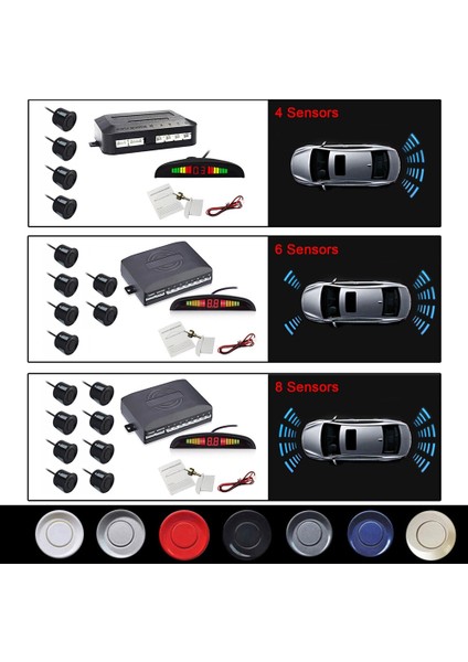 4 Sensör Stili 300 Mavi Eunavi Oto Parktronic LED Park Sensörü Kiti Sensörleri Tüm Araba Için Evrensel Ters Yardım Yedekleme Radar Monitör Sistemi (Yurt Dışından)