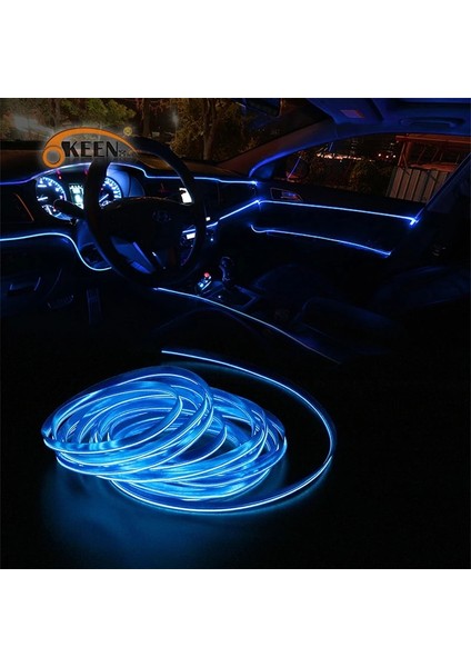 Buz Mavisi-2m Otomatik LED Şerit Araba Iç Aydınlatma Garland El Tel Neon Işık Halat Tüp Hattı 12V Sigara Sürücüsü ile Esnek (Yurt Dışından)