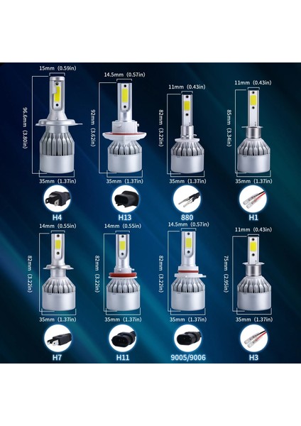 8000LM Tarzı 3000K Altın K 6500K 8000K 8000LM Turbo H1 H8 H4 LED Ampul 12V C6 Araba Farı H3 H7 H Süper Parlak Lamba Sis Lambası (Yurt Dışından)