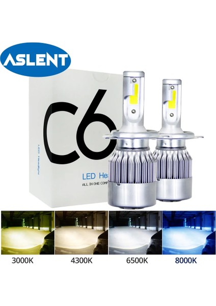 8000LM Tarzı 3000K Altın K 6500K 8000K 8000LM Turbo H1 H8 H4 LED Ampul 12V C6 Araba Farı H3 H7 H Süper Parlak Lamba Sis Lambası (Yurt Dışından)