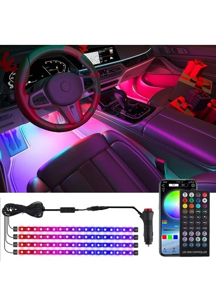 72 Dinamik Niscarda Araba Iç Ortam Işığı Neon LED Şerit Ayak Işıkları USB ile Uzaktan Müzik Oto Atmosfer Dekoratif Lamba (Yurt Dışından)