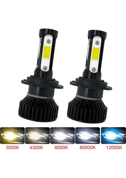 H8 Stili 6500K Siyah 4 Taraf Muxall LED Mini Araba Far 80W Lm 4 Yan Ar Ampul H4 H11 H4 Hk Otomatik Far Için Sis Farları (Yurt Dışından)