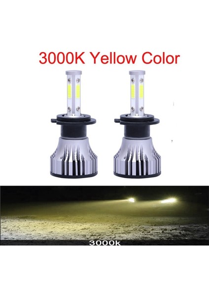 H7 Stili 3000K Yeni 4side Süper Parlak H7 LED H4 H11 H8 Hb Hb3 Araba Far Ampul Lm 6000K Yüksek Düşük Işın Araba Aksesuarları LED H4 (Yurt Dışından)