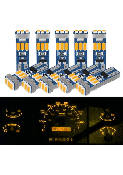 Sarı No T5 LED W3W Metre Ampul Enstrüman Dash Işıkları Oto Iç Neo Kama Pano Dash Yan Lamba Sinyal Ampul (Yurt Dışından)