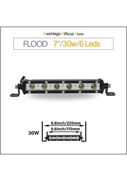 Xiyu Shop 7 Inç Sel Tarzı Auxtings Ultra Sli''inch LED Çalışma Işığı 12V 24V Jeep Atv Kamyonları Için LED Bar Traktör Sürüş Işık Araba Styling (Yurt Dışından)