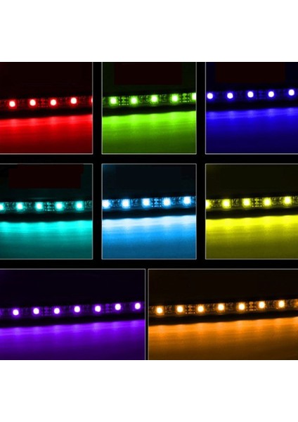 Buz Mavisi 9 LED Şerit Lamba Araba Çakmak Atmosfer Işıkları Çok Renkli Yapışkan Dokunun Oto Dekorasyon Dash Ayak Soketi (Yurt Dışından)