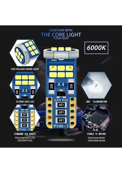 Kehribar 10 Adet 2020 Yeni W5W Tld Araba LED Araba Kama Park Işık Dönüş Yan Ampuller Gösterge Lambası Oto Plaka Işık Beyaz (Yurt Dışından)