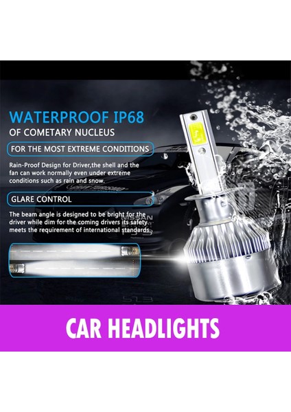 8000LM Tarzı 6000K Soğuk Beyaz 1 Adet H4 H7 H1 H3 H11 H13 LED Far Lam Derece Araba Lightk 72W 12V 8000L Farlar Sis Ampul (Yurt Dışından)
