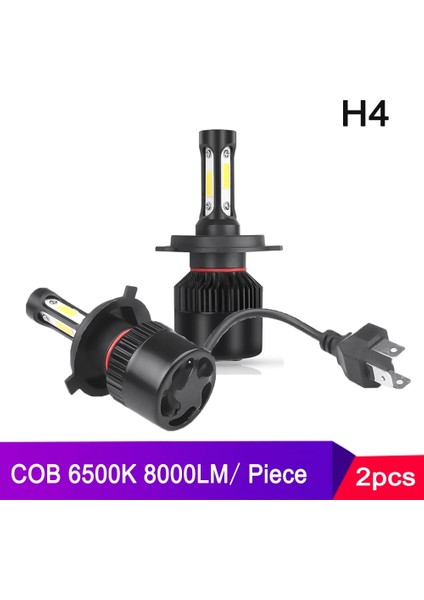 8000LM Tarzı 6500K 2 Adet H4 LED Araba Far 3 Cob Auto S2 Araba Kafa Lambası Ampulleri 72W 8000LM Araba Aksesuarık LED Sis Lambası (Yurt Dışından)