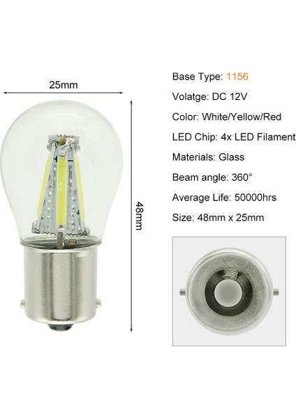 Beyaz Stil 1156 4 Cob Led'i W Ba BAY15D Cob LED Filament Ar Fren Lambaları Otomatik Ters Ampul Park Lambası 12V Kırmızı Beyaz Sarı (Yurt Dışından)
