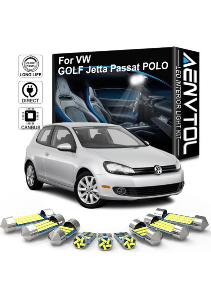Jetta Mk5 06-10 10P Stili Beyaz Aenvtol Canbus Volkswagen Vw Golf Jetta Passat B4 B5 B6 B7 Bolo 6n 9n 6r 6c Oto LED Iç Işıklar Kitleri Lambası (Yurt Dışından) modelleri