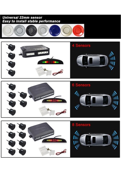 6 Sensör Stili 300 Mavi Eunavi 1 Takım Oto Parktronic LED Park Sensörü Kiti Sensörleri Tüm Arabalar Için Ters Yardım Yedekleme Radar Monitör Sistemi (Yurt Dışından) fiyatları