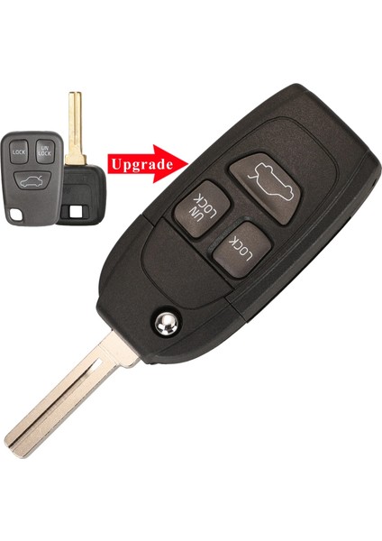 3 Düğme Yükseltme Stili Jingyuqin Düğmeler Uzaktan Çevirme Katlanır Anahtar Kabuk Volvo XC70 XC90 V50 V Yeni Yedek Fob Araba Anahtarı Durum (Yurt Dışından)