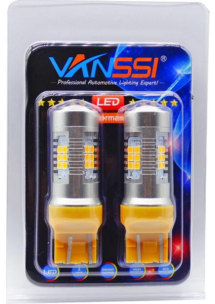 7443 Srck Stili Kehribar Sarısı Vanssı Rck LED Ampul Lada Vesta Granta Kalina Için Ön Gündüz Çalışan Işık T20 LED Araba Işık Beyaz Kırmızı Sarı (Yurt Dışından)