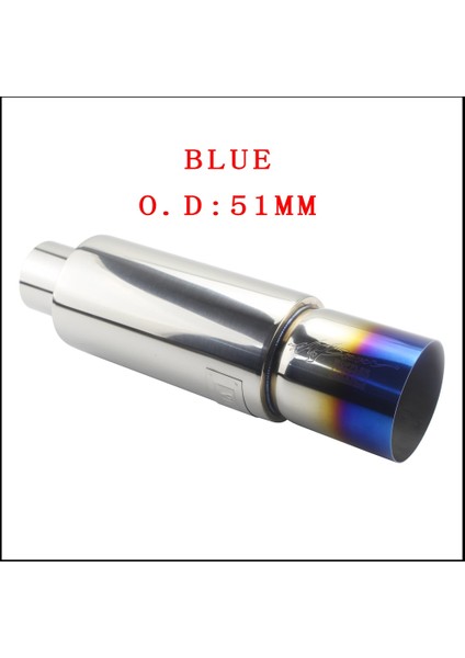 Mavi 51MM Tarzı Araba Motosikleti Egzoz Sistemleri Susturucu Ucu Evrensel Paslanmaz Çelik Id Çıkış Stili Susturucu Egzoz Borusu (Yurt Dışından)
