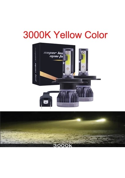 H7 Stili 3000K 2 Taraf Muxall LED Mini Araba Far 80W Lm 4 Yan Ar Ampul H4 H11 H4 Hk Otomatik Far Için Sis Farları (Yurt Dışından)