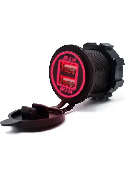 2.1A Kırmızı USB Araba Motosiklet Çakmak Qc 3.0 Çift USB Şarj Cihazı Araba Moto Çakmak Soketleri Elektrik Fişi Çıkışı LED (Yurt Dışından)