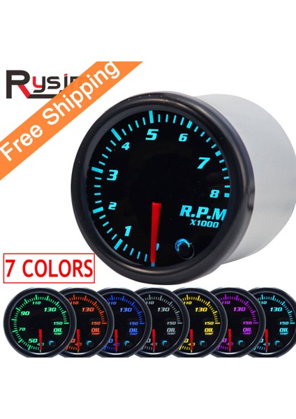 Çift Gösterge Tutucu Stili 7 Renk Acometro Rpm Metre LED Araba Oto Takometre Ölçer Ölçer Vakum Araba Metre Pointer Benzinli Motor Için Evrensel (Yurt Dışından)