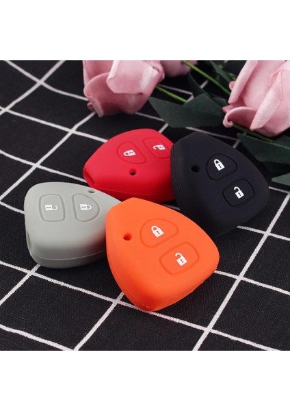 Gri Dandkey Silikon Kapak Kılıf Toyota Camry Highlander Corolla Hilux Vitz Vios Rav4 Aqua Land Cruis Uzaktan Anahtar Koruyucu (Yurt Dışından) fiyatları