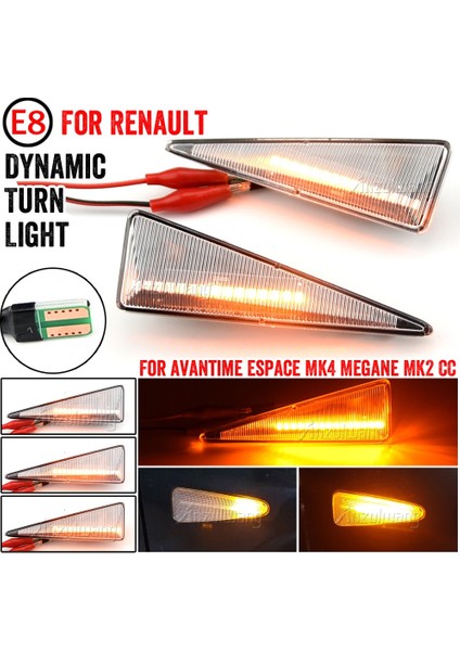 Kristal Beyazı Ar Dinamik LED Yanıp Sönen Dönüş Sinyali Yan Işaret Lambası Renault Mk4 Vel Satis Rüzgar Avantime Megane 2 Sce Espace 4 (Yurt Dışından)