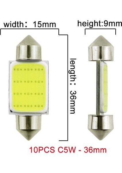 FESTOON-36MM 10X C5W Araba LED Cob Ampul Iç Okuma Işığı Festoon LED Süper Parlak Oto Dome Plaka Bagaj Gövde Lambası (Yurt Dışından)