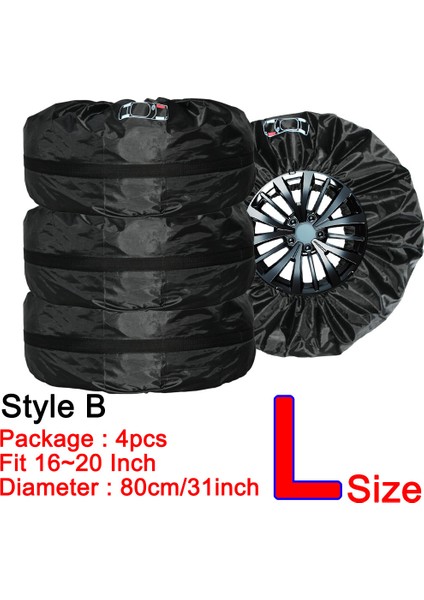 B 4 Adet 16-20 Inç Tarzı Inç Lastik Kılıfı Araba Yedek Lastik Kılıfı Saklama Torbaları Taşıma Çantası Polyester Arabalar Için Lastik Koruma Kapakları (Yurt Dışından)