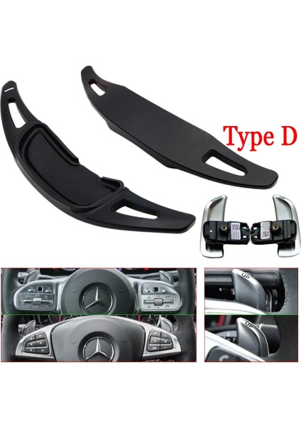 D Tipi Siyah Stil Mercedes Benz Amg ALA45 Gle Gla Cls Gls W205 W213 Eqc Araba Direksiyon Paddle Shift Uzatma Shifter Dsg Çıkartmalar (Yurt Dışından)