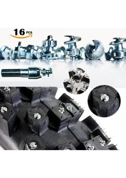 16 Adet Sadece Stil Bisiklet Ayakkabıları Için Lastik Sivri Uçları Botlar Motosiklet Kamyonu Fatbike Çıtçıtları Için Kurulum Aracıyla Lastik Saplamasında Vida Tungsten Balıkçılık (Yurt Dışından)