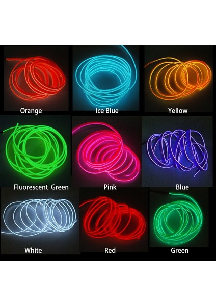 2m-Usb Stili Floresan Yeşil Araba Iç Aydınlatma Garland Tel Halat Tüp Hattı LED Şerit Dekorasyon Sigara Sürücülü Esnek Neon Işık (Yurt Dışından) fiyatları