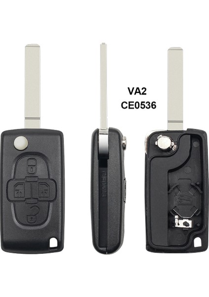Va2 CE0536 Stili Keyyou 4 Düğmeler Flip Floding Uzaktan Anahtarlık Durumda Kabuk Fob Peugeot Citroen C8 Kesilmemiş Bıçak Oluk CE0523 (Yurt Dışından)