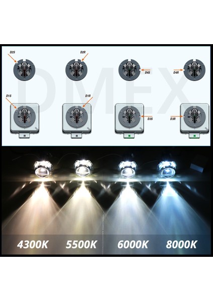 D2S Stili 6000K Soğuk Beyaz Dmex Oem W D1S D2S D2R D3S D4S D4R Xenon Hıd Ampuller Araba Far Değişimi 4300K ​​4500K 5000K 5500K 6000K 8000K (Yurt Dışından)