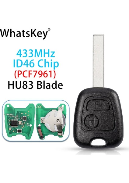 HU83 Bıçak Stili Whatskey 2 Buttomhz Uzaktan Araba Anahtarı Peugeot Partner Citroe VA2HU83 Bıçak ile ID46 Pcf (Yurt Dışından)