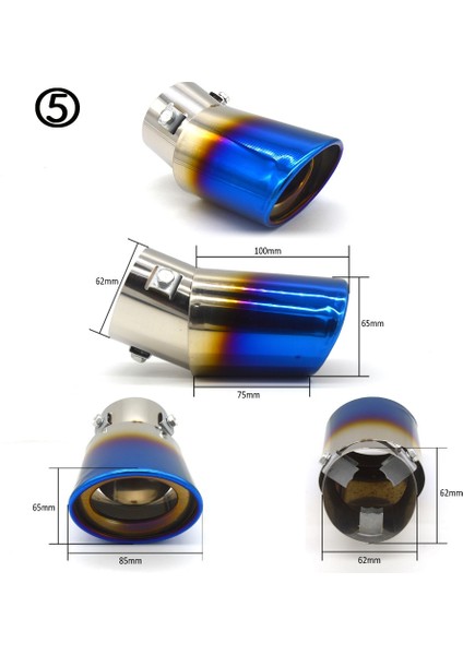 No.5 Tarzı Evrensel Krom Paslanmaz Çelik Araba Egzoz Susturucu Te Mazda Nissan Ford Kia Chevrolet Hyundai Citroen Volkswagen (Yurt Dışından)