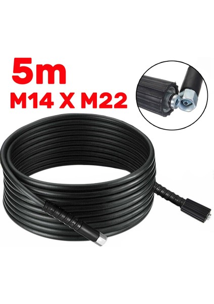 5m Hortum Stili Yüksek Basınçlı Araba Yıkama Püskürtme Tabancası M14 Jet Lance Memesi Jet Su Tabancası 10M Uzatma Hortumu Bosch Için Siyah Decker Için Araba Temizleme (Yurt Dışından)